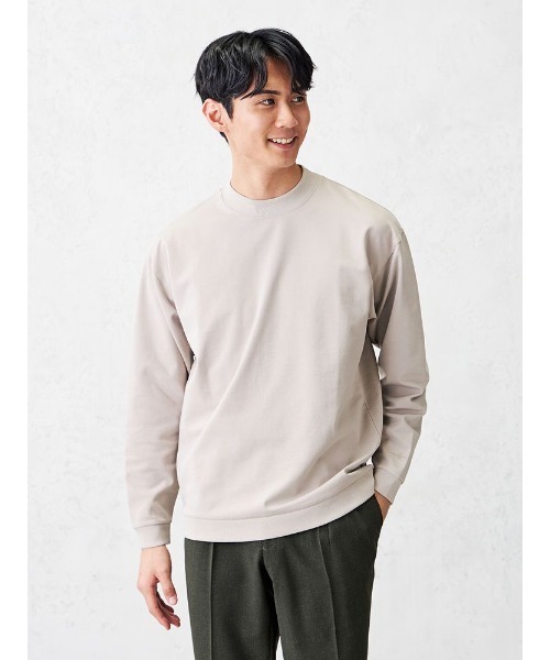 TRANS CONTINENTS（トランスコンチネンツ）の「TRANS CONTINENTS　ハイゲージ　モックネックロンT　ホワイト/ブラック/ピンク/ベージュ（Tシャツ/カットソー・メンズ・ベージュ/ホワイト/ピンク/ブラック・M/L/LL）」の3枚目の写真