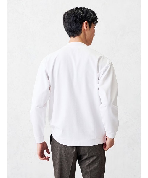 TRANS CONTINENTS（トランスコンチネンツ）の「TRANS CONTINENTS　ハイゲージ　モックネックロンT　ホワイト/ブラック/ピンク/ベージュ（Tシャツ/カットソー・メンズ・ベージュ/ホワイト/ピンク/ブラック・M/L/LL）」の6枚目の写真