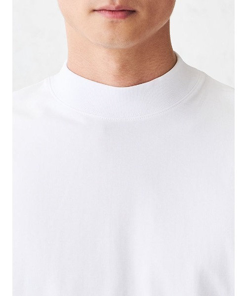 TRANS CONTINENTS（トランスコンチネンツ）の「TRANS CONTINENTS　ハイゲージ　モックネックロンT　ホワイト/ブラック/ピンク/ベージュ（Tシャツ/カットソー・メンズ・ベージュ/ホワイト/ピンク/ブラック・M/L/LL）」の8枚目の写真