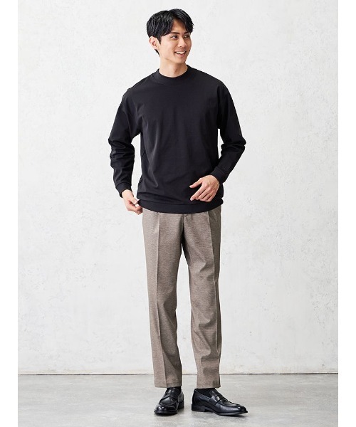 TRANS CONTINENTS（トランスコンチネンツ）の「TRANS CONTINENTS　ハイゲージ　モックネックロンT　ホワイト/ブラック/ピンク/ベージュ（Tシャツ/カットソー・メンズ・ベージュ/ホワイト/ピンク/ブラック・M/L/LL）」の15枚目の写真