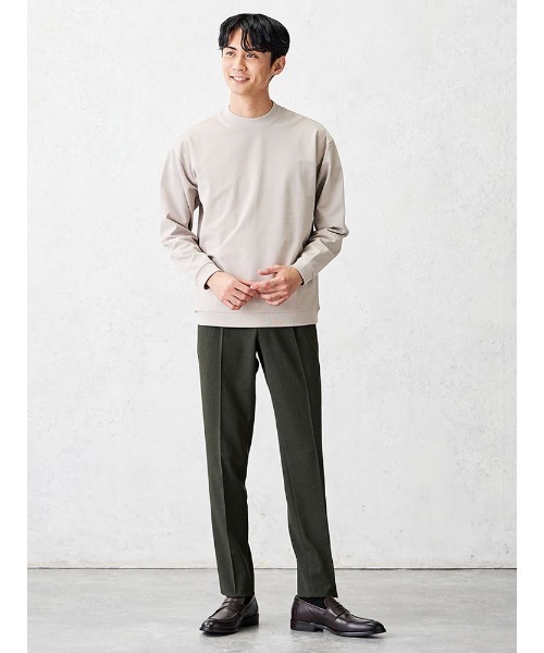 TRANS CONTINENTS（トランスコンチネンツ）の「TRANS CONTINENTS　ハイゲージ　モックネックロンT　ホワイト/ブラック/ピンク/ベージュ（Tシャツ/カットソー・メンズ・ベージュ/ホワイト/ピンク/ブラック・M/L/LL）」の20枚目の写真