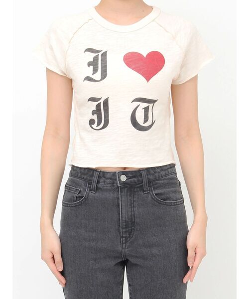 jouetie（ジュエティ）の「I LOVE jt ラグランTシャツ 夏服（Tシャツ/カットソー・レディース・ブラック/ピンク/オフホワイト・MEDIUM）」の5枚目の写真