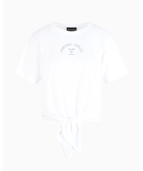 EMPORIO ARMANI（エンポリオアルマーニ）の「【エンポリオ アルマーニ】Tシャツ 軽量ジャージー ノット（Tシャツ/カットソー・レディース・ホワイト・LARGE/MEDIUM/SMALL/X-SMALL）」の4枚目の写真