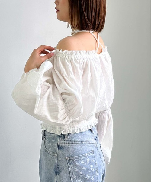 archives（アルシーヴ）の「コットンレースオフショルブラウス（シャツ/ブラウス・レディース・ピンク/オフホワイト/ブラック・MEDIUM）」の15枚目の写真