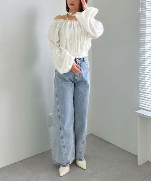 archives（アルシーヴ）の「コットンレースオフショルブラウス（シャツ/ブラウス・レディース・ピンク/オフホワイト/ブラック・MEDIUM）」の17枚目の写真