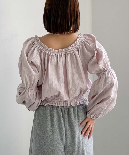 archives（アルシーヴ）の「コットンレースオフショルブラウス（シャツ/ブラウス・レディース・ピンク/オフホワイト/ブラック・MEDIUM）」の7枚目の写真