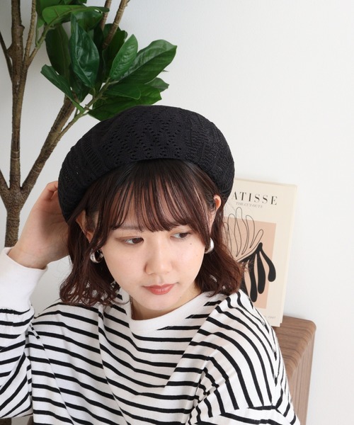 PUNK ベレー帽 ニット パンク RACAL Crochet Style Knit Beret 1216 | 手編み風のかぎ針編み