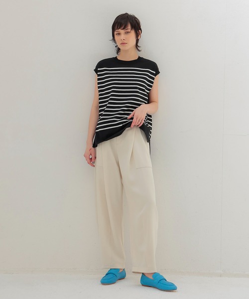 DRESSLAVE(ドレスレイブ)の「uca / cool touch stripe tank pullover(クールタッチストライプ柄タンクプルオーバー)(ニット/セーター・レディース・ホワイト/ブラック・38)」の8枚目の写真