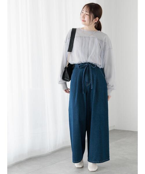 Te chichi TERRASSE（テチチテラス）の「チュールドッキング裏毛スウェット（Tシャツ/カットソー・レディース・ブラック/グレー/オフホワイト・F）」の7枚目の写真