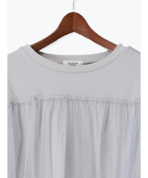 Te chichi TERRASSE（テチチテラス）の「チュールドッキング裏毛スウェット（Tシャツ/カットソー・レディース・ブラック/グレー/オフホワイト・F）」の12枚目の写真