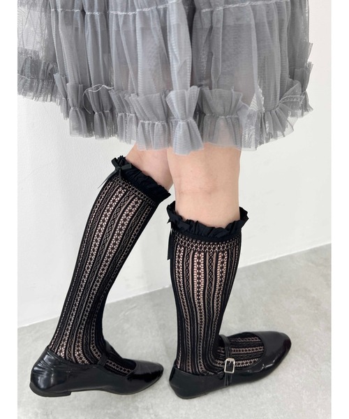 WC(ダブル シー)の「【PHILLY】リボン付フリルレースソックス(ソックス/靴下・レディース・アイボリー/ブラック/ホワイト・FREE)」の12枚目の写真