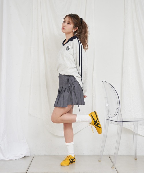 RAY CASSIN（レイカズン）の「襟スキッパーラインルーズTシャツ（Tシャツ/カットソー・レディース・グレー/ホワイト系その他/ネイビー・FREE）」の13枚目の写真