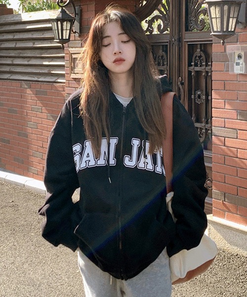 VIBGYOR（ヴィブジョー）の「[NARULA/ナルラ]スポーティー ロゴ ジップアップ パーカー(CZ)（パーカー・レディース・アイボリー/ブラック/グレー・FREE）」の10枚目の写真