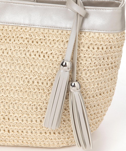 FOUND GOOD（ファウンドグッド）の「ペーパータッセルバッグ（ハンドバッグ・レディース・ホワイト系5/グレー系2/ピンク系2/ブラック・FREE）」の12枚目の写真