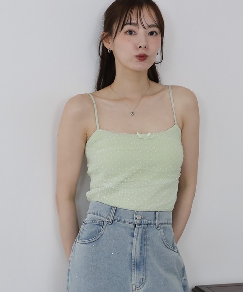 BLUEEAST(ブルーイースト)の「ドットチュールカップ付きキャミソール(キャミソール・レディース・ミント/ホワイト/ブラック・MEDIUM)」の13枚目の写真