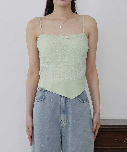 BLUEEAST(ブルーイースト)の「ドットチュールカップ付きキャミソール(キャミソール・レディース・ミント/ホワイト/ブラック・MEDIUM)」の19枚目の写真