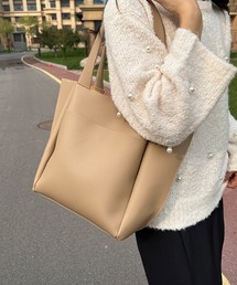 ソフトフェイクレザー大容量シンプルトートバッグ