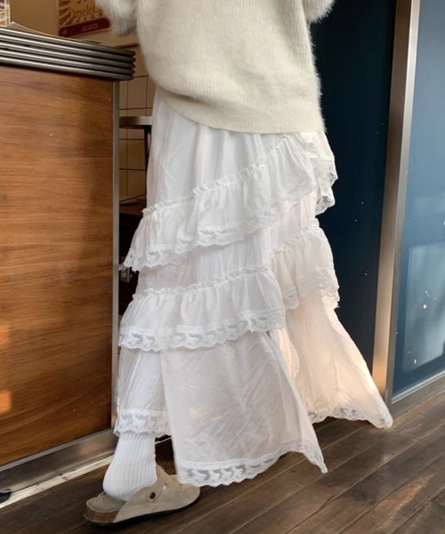 sevens（セブンズ）の「【sevens】SK　フリルレイヤードロングスカート（スカート・レディース・ホワイト・FREE）」の2枚目の写真