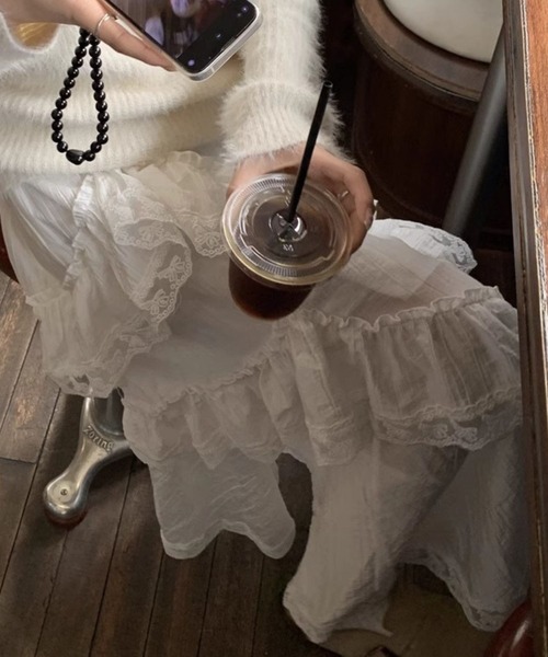 sevens（セブンズ）の「【sevens】SK　フリルレイヤードロングスカート（スカート・レディース・ホワイト・FREE）」の4枚目の写真