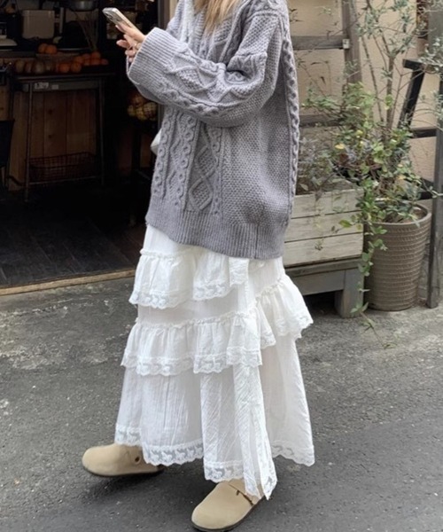 sevens（セブンズ）の「【sevens】SK　フリルレイヤードロングスカート（スカート・レディース・ホワイト・FREE）」の5枚目の写真