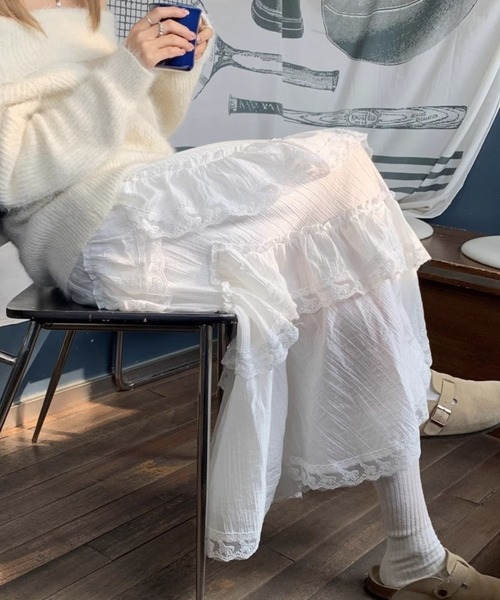 sevens（セブンズ）の「【sevens】SK　フリルレイヤードロングスカート（スカート・レディース・ホワイト・FREE）」の8枚目の写真