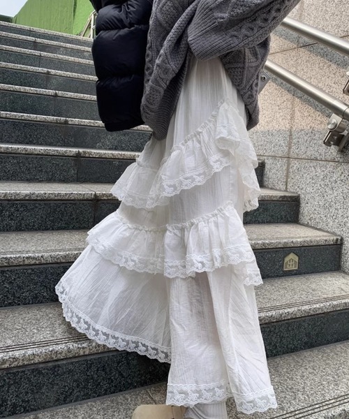 sevens（セブンズ）の「【sevens】SK　フリルレイヤードロングスカート（スカート・レディース・ホワイト・FREE）」の10枚目の写真