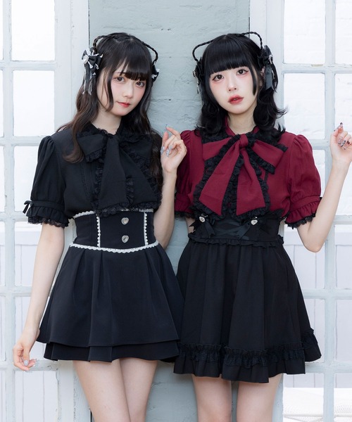 DearMyLove（ディアマイラブ）の「レースフリルたっぷり上品ボウタイリボンブラウス（シャツ/ブラウス・レディース・ホワイト/ホワイト×ブラック/ベビーピンク/ブルーグレー/ボルドー/ブラック×ホワイト/ブラック/ブラック系その他/ブルー系その他/ブラック系その他2・MEDIUM/LARGE/LL/3L）」の17枚目の写真