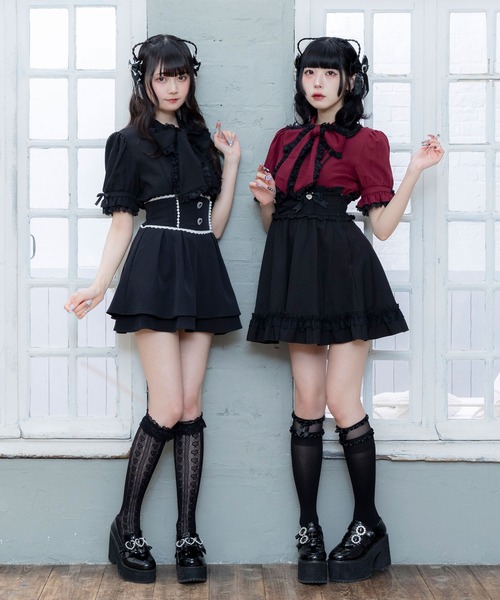 DearMyLove（ディアマイラブ）の「レースフリルたっぷり上品ボウタイリボンブラウス（シャツ/ブラウス・レディース・ホワイト/ホワイト×ブラック/ベビーピンク/ブルーグレー/ボルドー/ブラック×ホワイト/ブラック/ブラック系その他/ブルー系その他/ブラック系その他2・MEDIUM/LARGE/LL/3L）」の18枚目の写真