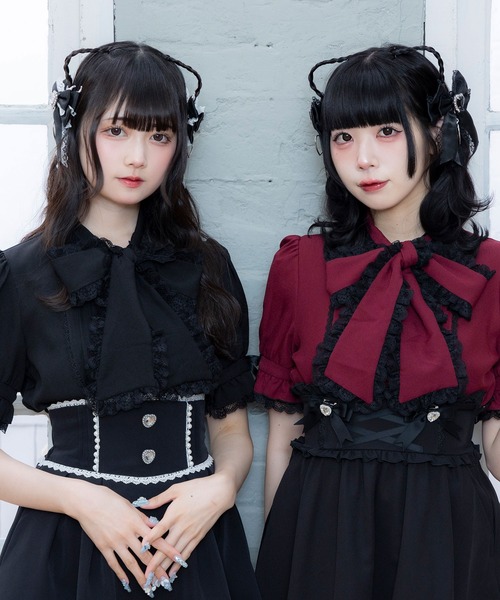 DearMyLove（ディアマイラブ）の「レースフリルたっぷり上品ボウタイリボンブラウス（シャツ/ブラウス・レディース・ホワイト/ホワイト×ブラック/ベビーピンク/ブルーグレー/ボルドー/ブラック×ホワイト/ブラック/ブラック系その他/ブルー系その他/ブラック系その他2・MEDIUM/LARGE/LL/3L）」の20枚目の写真