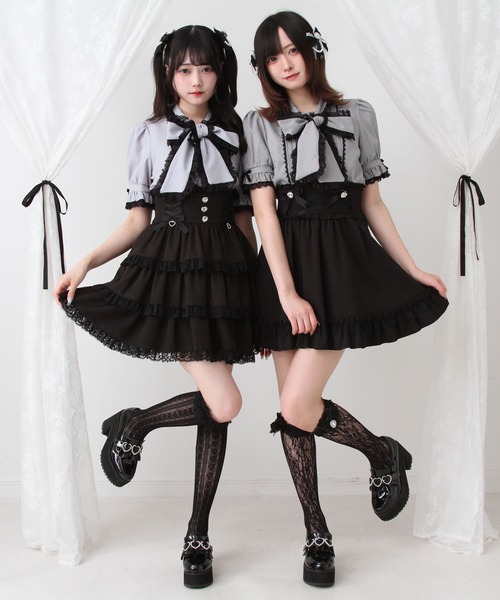 DearMyLove（ディアマイラブ）の「レースフリルたっぷり上品ボウタイリボンブラウス（シャツ/ブラウス・レディース・ホワイト/ホワイト×ブラック/ベビーピンク/ブルーグレー/ボルドー/ブラック×ホワイト/ブラック/ブラック系その他/ブルー系その他/ブラック系その他2・MEDIUM/LARGE/LL/3L）」の21枚目の写真