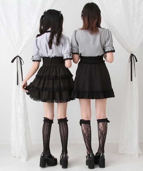 DearMyLove（ディアマイラブ）の「レースフリルたっぷり上品ボウタイリボンブラウス（シャツ/ブラウス・レディース・ホワイト/ホワイト×ブラック/ベビーピンク/ブルーグレー/ボルドー/ブラック×ホワイト/ブラック/ブラック系その他/ブルー系その他/ブラック系その他2・MEDIUM/LARGE/LL/3L）」の22枚目の写真