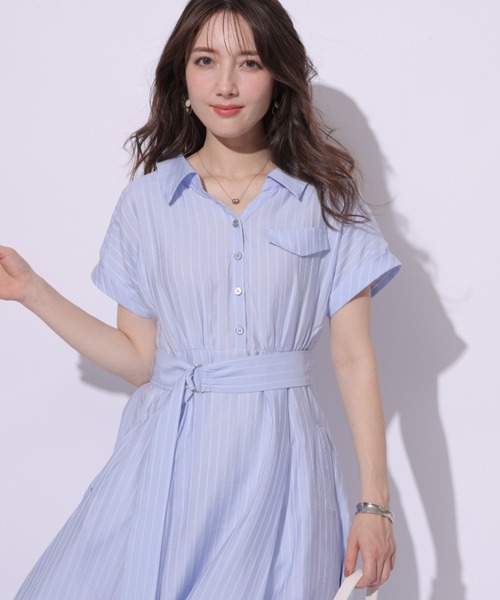 Apuweiser-riche（アプワイザーリッシェ）の「シアーシャツ半袖ワンピース（ワンピース・レディース・ライトブルー・0/2/1）」の4枚目の写真