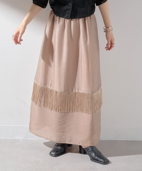 MAISON BREEZE reveur(メゾンブリーズレヴール)の「【MAISON BREEZE reveur】フリンジオーガンジースカート trc(スカート・レディース・バーガンディー/ブラック/グレイッシュベージュ・FREE)」の21枚目の写真