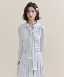 SunsetPark（サンセットパーク）の「レイヤードボウタイシャツトップス SP25s020【SunsetPark】（Tシャツ/カットソー）」