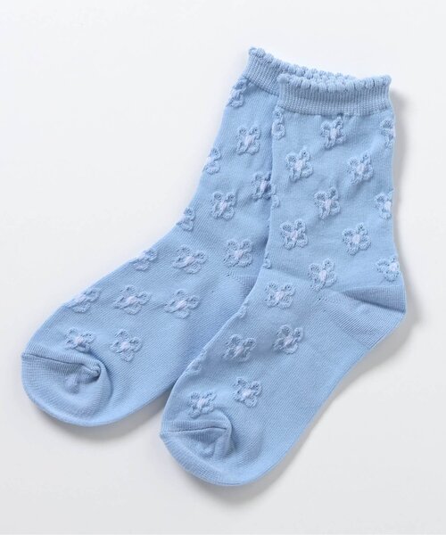 apres les cours（アプレレクール）の「ぽこぽこお花ジャカードソックス（ソックス/靴下・キッズ・アイボリー/サックスブルー・12/15 /18/21）」の2枚目の写真