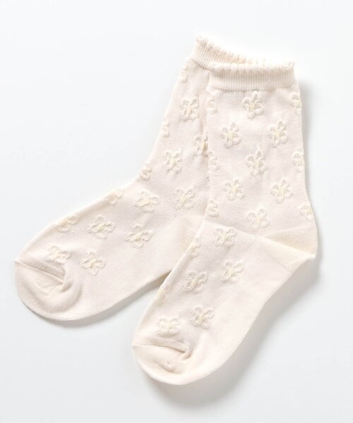 apres les cours（アプレレクール）の「ぽこぽこお花ジャカードソックス（ソックス/靴下・キッズ・アイボリー/サックスブルー・12/15 /18/21）」の6枚目の写真
