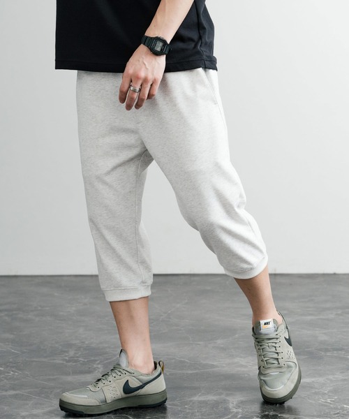 GERRY（ジェリー）の「GERRY ジェリー 裏毛ウエストリブイージークロップドパンツ/デニムライクワンポイントロゴ7分丈スウェットパンツ（スウェットパンツ・メンズ・ブルー/ワンウォッシュ/グレー・L/LL/M）」の3枚目の写真