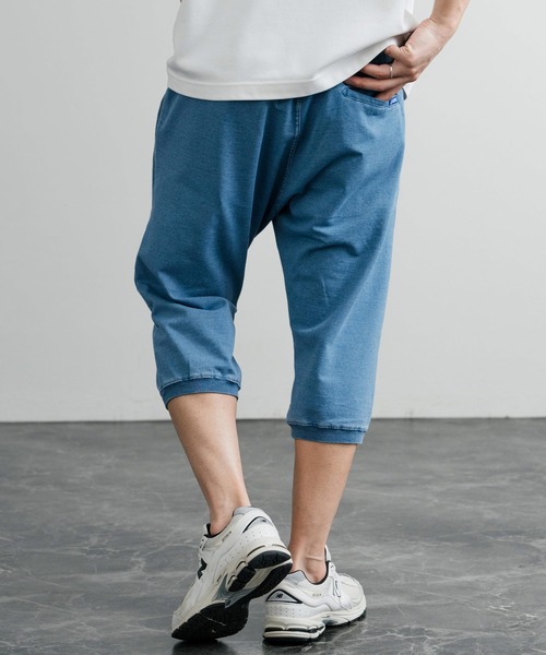 GERRY（ジェリー）の「GERRY ジェリー 裏毛ウエストリブイージークロップドパンツ/デニムライクワンポイントロゴ7分丈スウェットパンツ（スウェットパンツ・メンズ・ブルー/ワンウォッシュ/グレー・L/LL/M）」の10枚目の写真