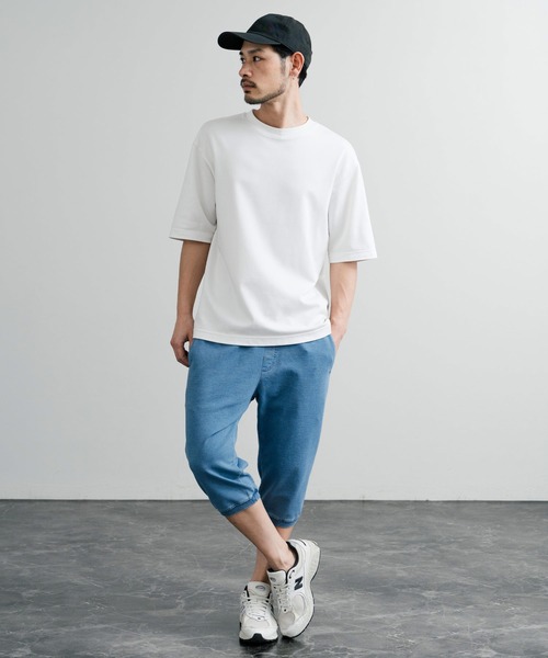 GERRY（ジェリー）の「GERRY ジェリー 裏毛ウエストリブイージークロップドパンツ/デニムライクワンポイントロゴ7分丈スウェットパンツ（スウェットパンツ・メンズ・ブルー/ワンウォッシュ/グレー・L/LL/M）」の12枚目の写真