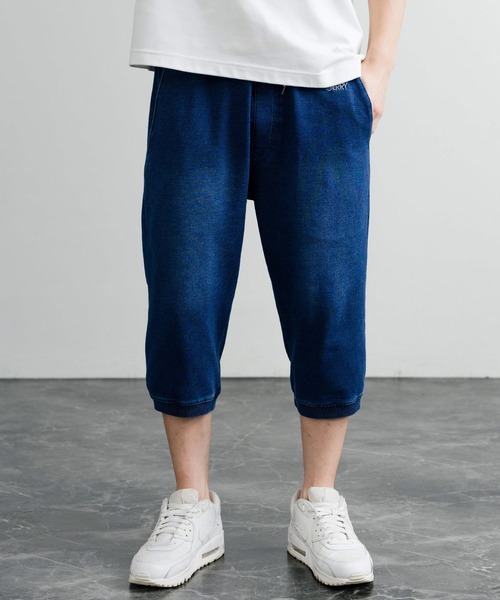 GERRY（ジェリー）の「GERRY ジェリー 裏毛ウエストリブイージークロップドパンツ/デニムライクワンポイントロゴ7分丈スウェットパンツ（スウェットパンツ・メンズ・ブルー/ワンウォッシュ/グレー・L/LL/M）」の14枚目の写真