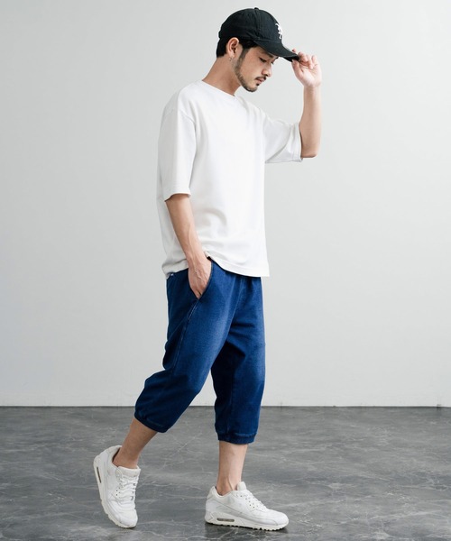 GERRY（ジェリー）の「GERRY ジェリー 裏毛ウエストリブイージークロップドパンツ/デニムライクワンポイントロゴ7分丈スウェットパンツ（スウェットパンツ・メンズ・ブルー/ワンウォッシュ/グレー・L/LL/M）」の15枚目の写真