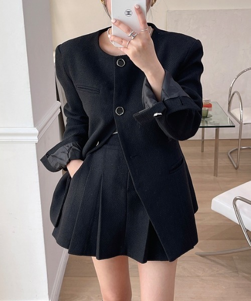 セール】スプリングノーカラージャケット（ノーカラージャケット