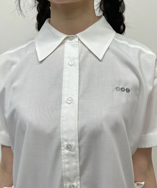 F i.n.t（フィント）の「ドロストリボンシャツワンピース【新色追加】　【1枚で快適】夏服（シャツワンピース・レディース・ブルーグレー/オフホワイト/ネイビー×ホワイト/ピンクベージュ・FREE）」の13枚目の写真