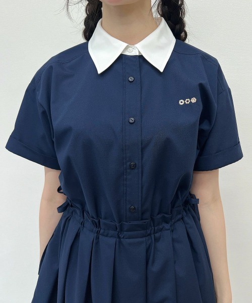 F i.n.t（フィント）の「ドロストリボンシャツワンピース【新色追加】　【1枚で快適】夏服（シャツワンピース・レディース・ブルーグレー/オフホワイト/ネイビー×ホワイト/ピンクベージュ・FREE）」の18枚目の写真