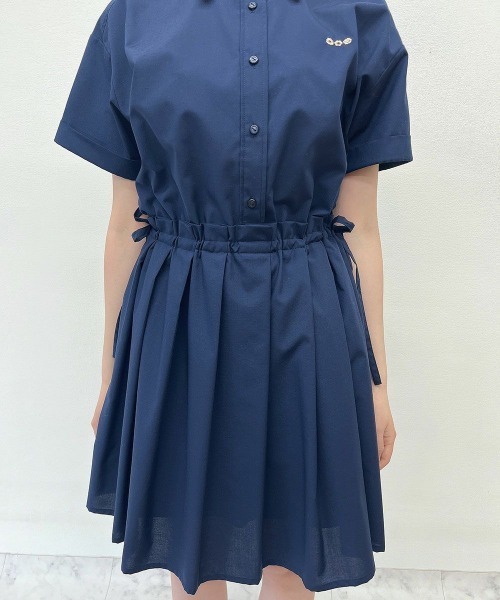 【未使用】パトゥ　シャツワンピース　ブルー　リボン　2022　ドゥロワー NEW CLOSET ロングシャツワンピース ブルー |NEW CLOSET | WAKO