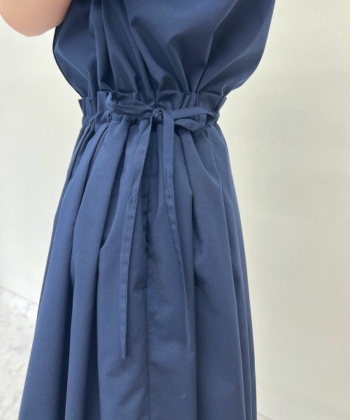 F i.n.t（フィント）の「ドロストリボンシャツワンピース【新色追加】　【1枚で快適】夏服（シャツワンピース・レディース・ブルーグレー/オフホワイト/ネイビー×ホワイト/ピンクベージュ・FREE）」の21枚目の写真