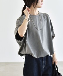 quaranciel:〈洗濯機可能〉ライト ポンチ ハーフスリーブ ドロスト ルーズ TEE