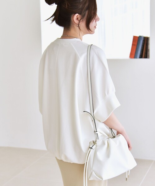 SHIPS for women / シップスウィメン quaranciel:〈洗濯機可能〉ライト ポンチ ハーフスリーブ ドロスト ルーズ TEE quaranciel:〈洗濯機可能〉ライト ポンチ ハーフスリーブ