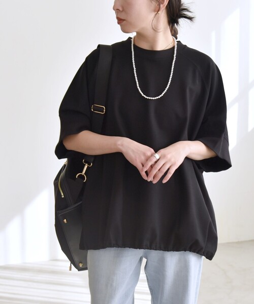 quaranciel(カランシエル)の「quaranciel:〈洗濯機可能〉ライト ポンチ ハーフスリーブ ドロスト ルーズ TEE(Tシャツ/カットソー・レディース・オフホワイト/カーキ/ブラック/ライトグレー・ONE SIZE)」の17枚目の写真