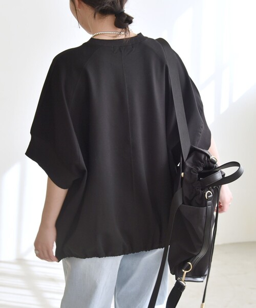 quaranciel(カランシエル)の「quaranciel:〈洗濯機可能〉ライト ポンチ ハーフスリーブ ドロスト ルーズ TEE(Tシャツ/カットソー・レディース・オフホワイト/カーキ/ブラック/ライトグレー・ONE SIZE)」の19枚目の写真